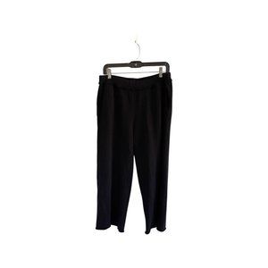 Eileen Fisher Black Pull-On Wide-Leg Pants Organic Cotton Elastic Waist M